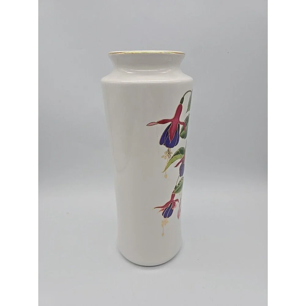 Vintage Japanese Flower Vase Fuchsias Trimmed in Gold Mount Clemens Pottery